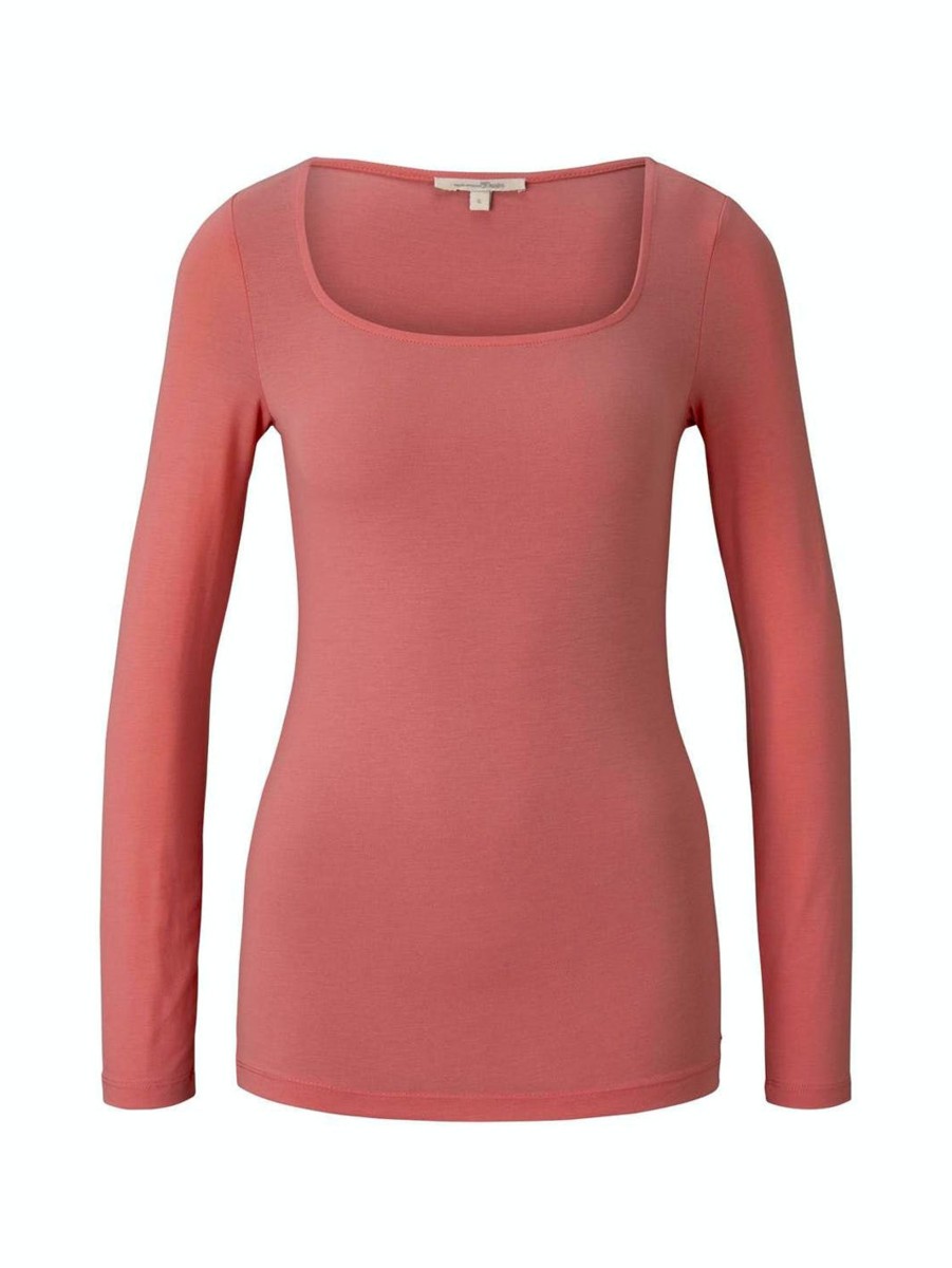 Damen Tom Tailor | Tom Tailor Shirt Mit Carree-Ausschnitt Rosa