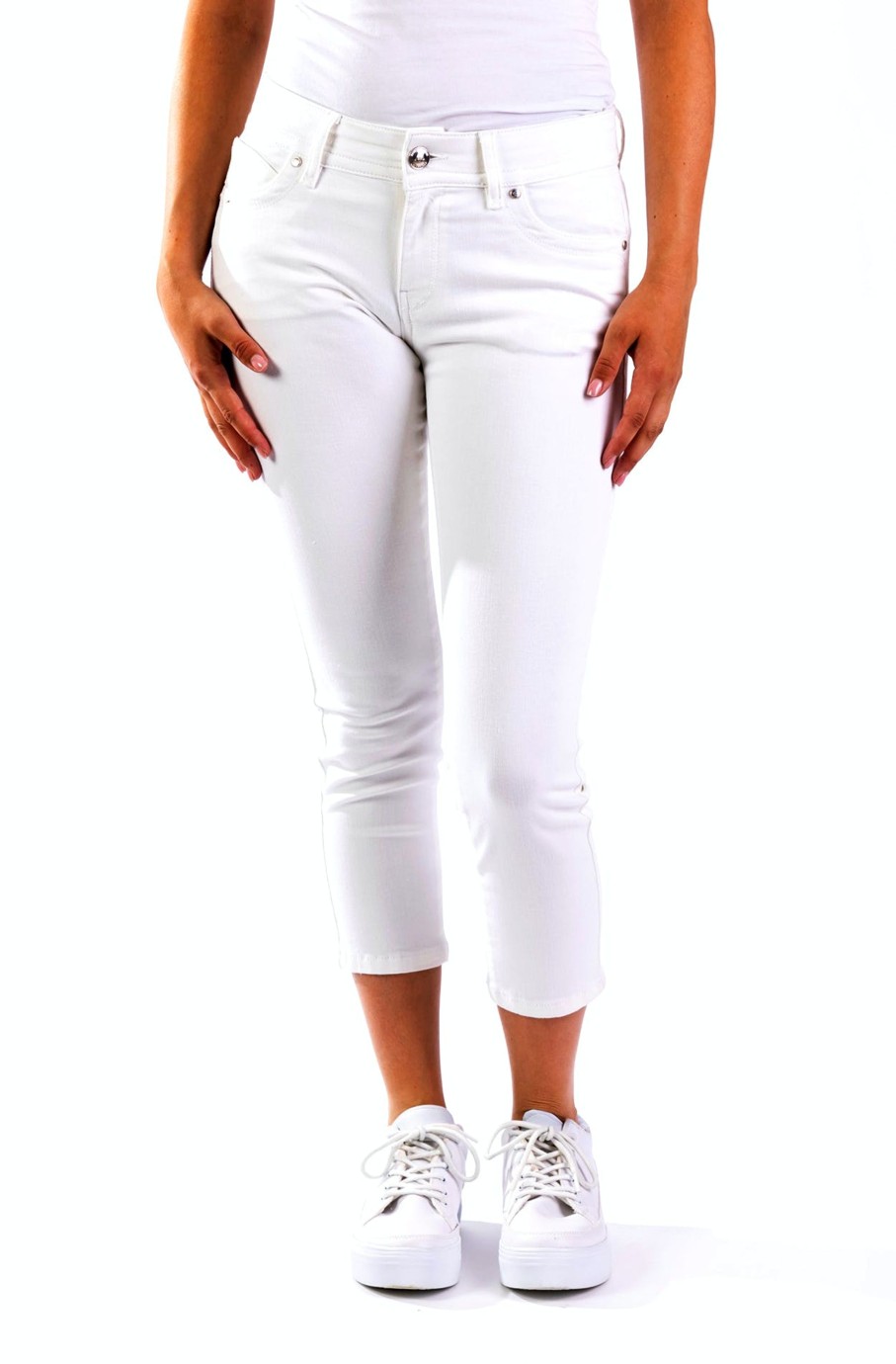 Damen Blue MonBest | Blue Monkey Jeans Charlotte 558X 7/8 Skinny Fit White