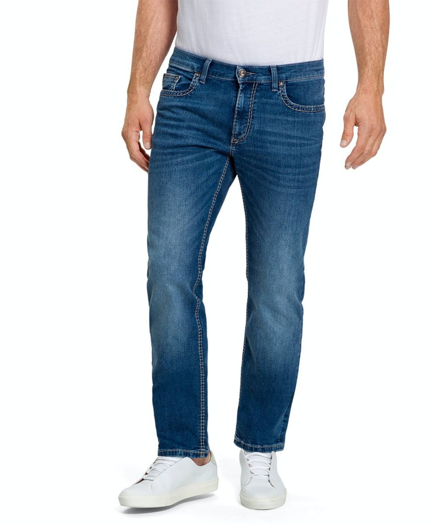 Herren Pioneer Jeans | Pioneer Jeans Rando Regular Fit Extra Lang Blue Used Buffies