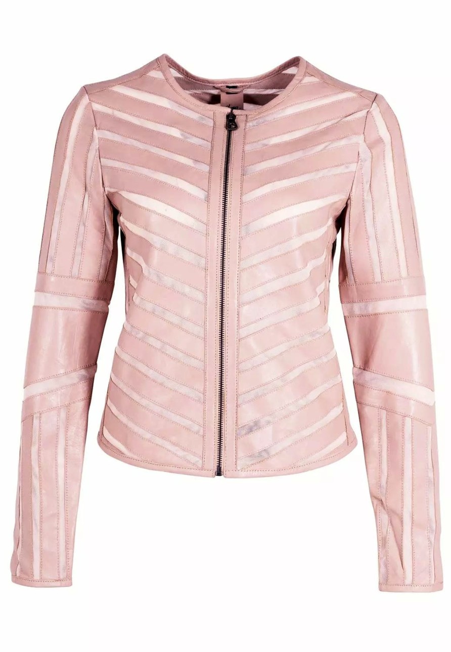 Damen Gipsy | Gipsy Damen Lederjacke Ggsuri In Rose Mit Mesh-Einsu00E4Tzen